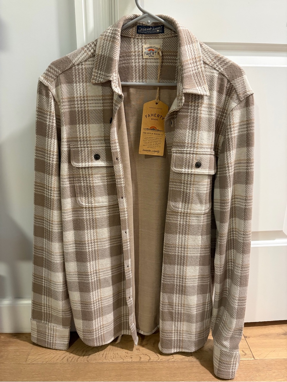 Faherty Tan Plaid Lightweight Shirt-Jacket